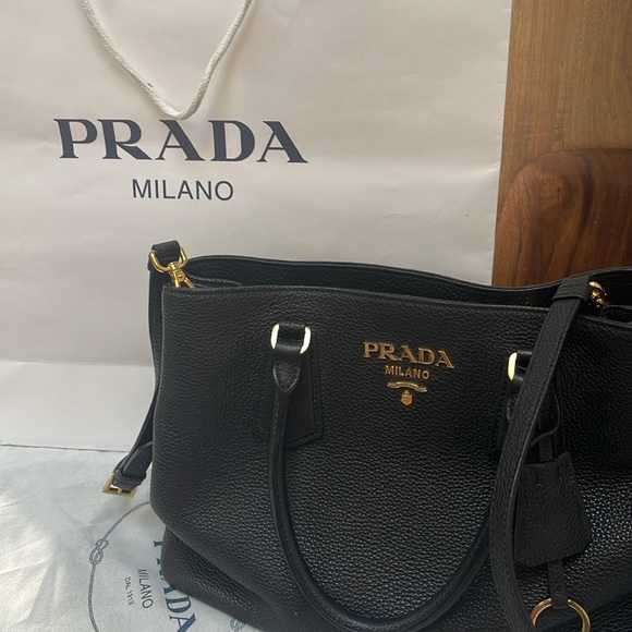 Prada Vitello Phenix Leather Handbag in Black - Picture 11 of 14
